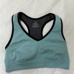 Seamless Sports Bra - Teal and Black